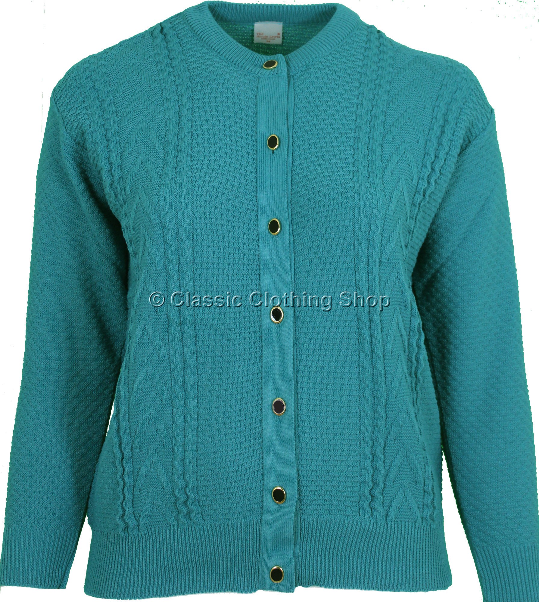 Capers Teal Round Neck Cardigan