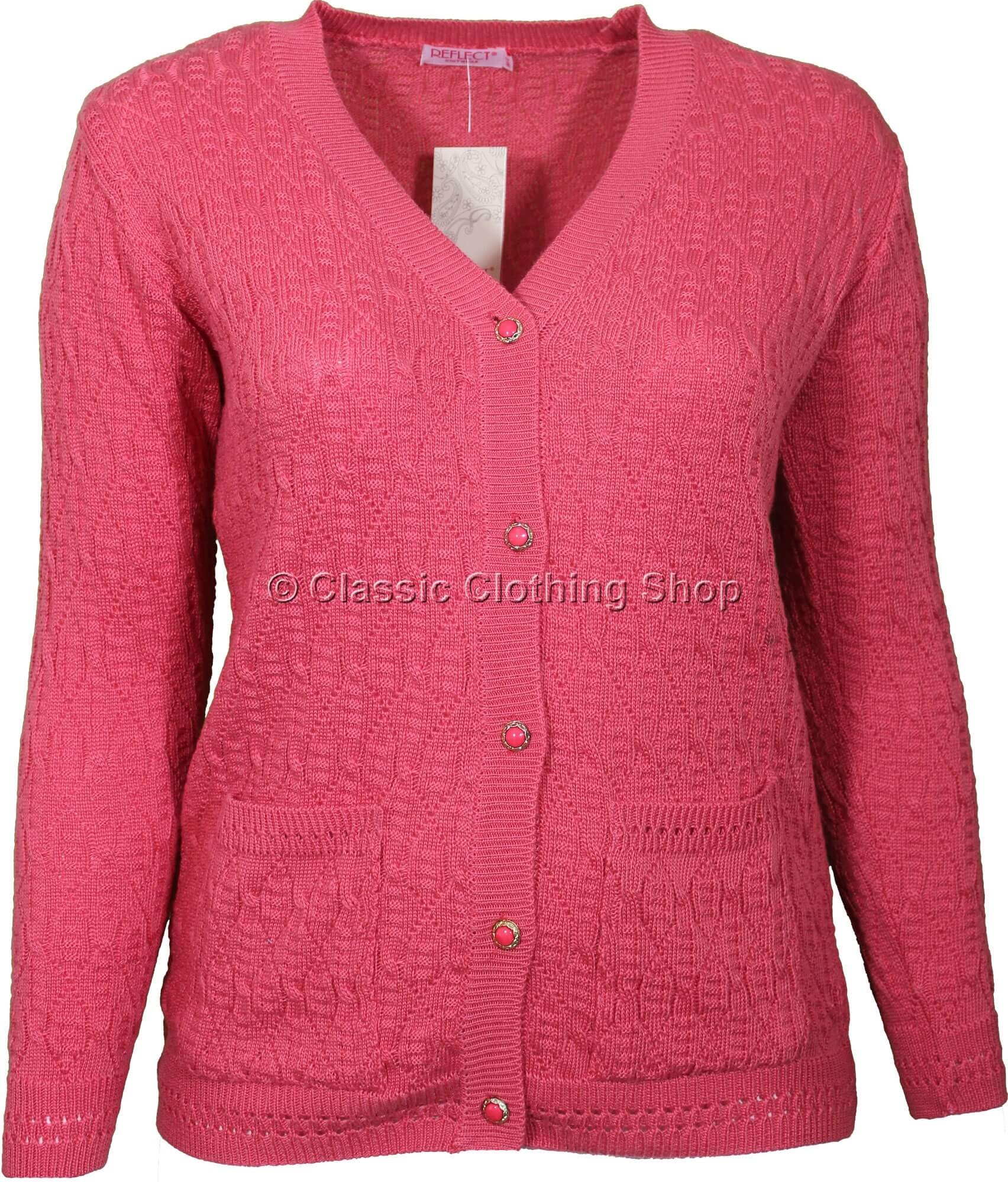 Coral V-Neck Cable Cardigan